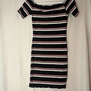 Bluenotes Black and White Striped Mini Dress